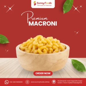Dry macaroni pasta ready for cooking delicious pasta dishes.