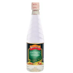 Clear vinegar bottle used in cooking, pickling, and salads.