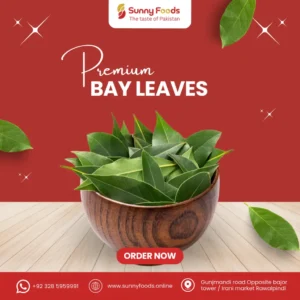 Dried bay leaves used in curries, soups, and rice dishes.