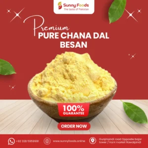 Pure gram flour made from chana dal used in traditional recipes.